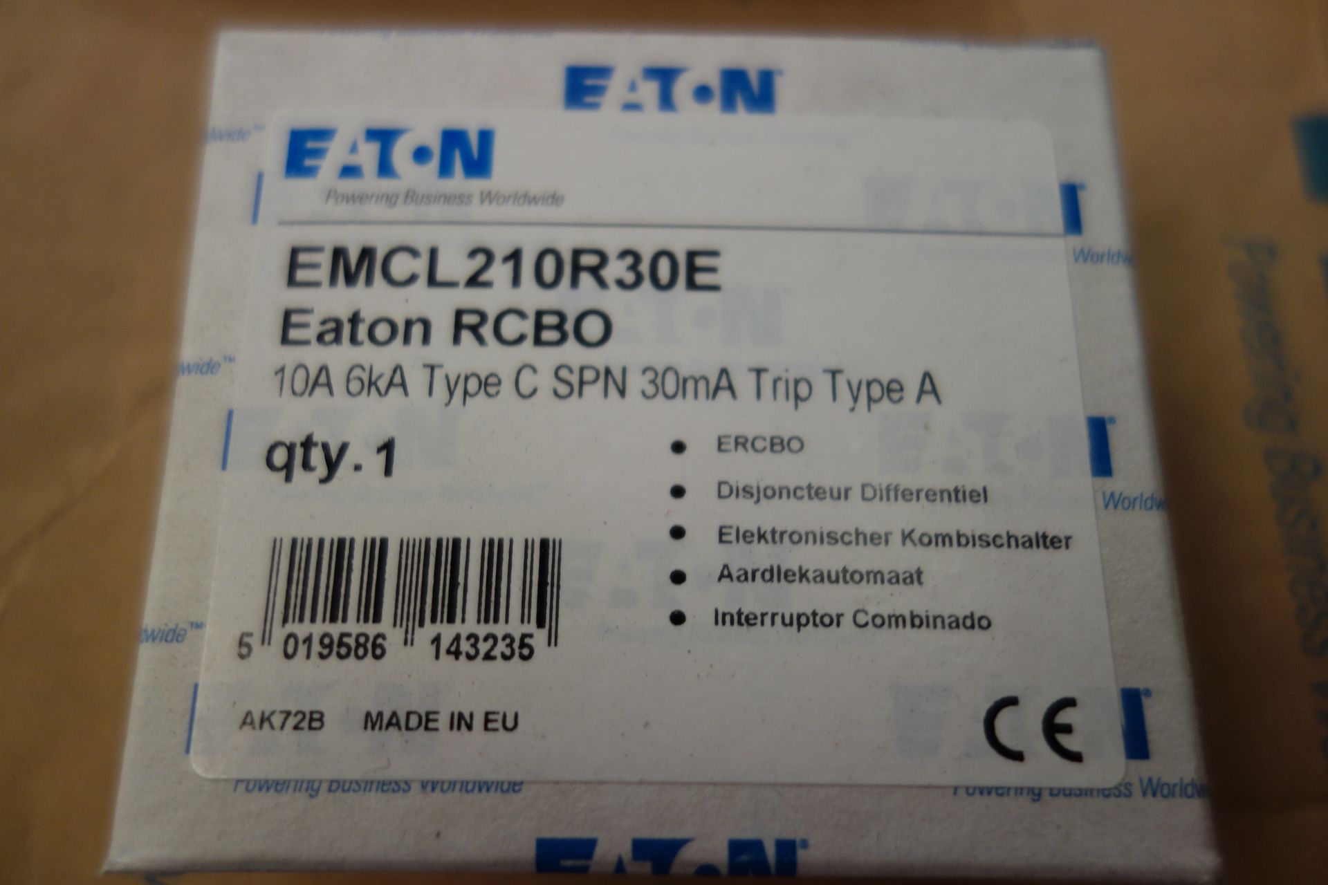 60 X Eaton EMCL210R30E RCBO 10A 6KA Type C 30MA Trip Type A