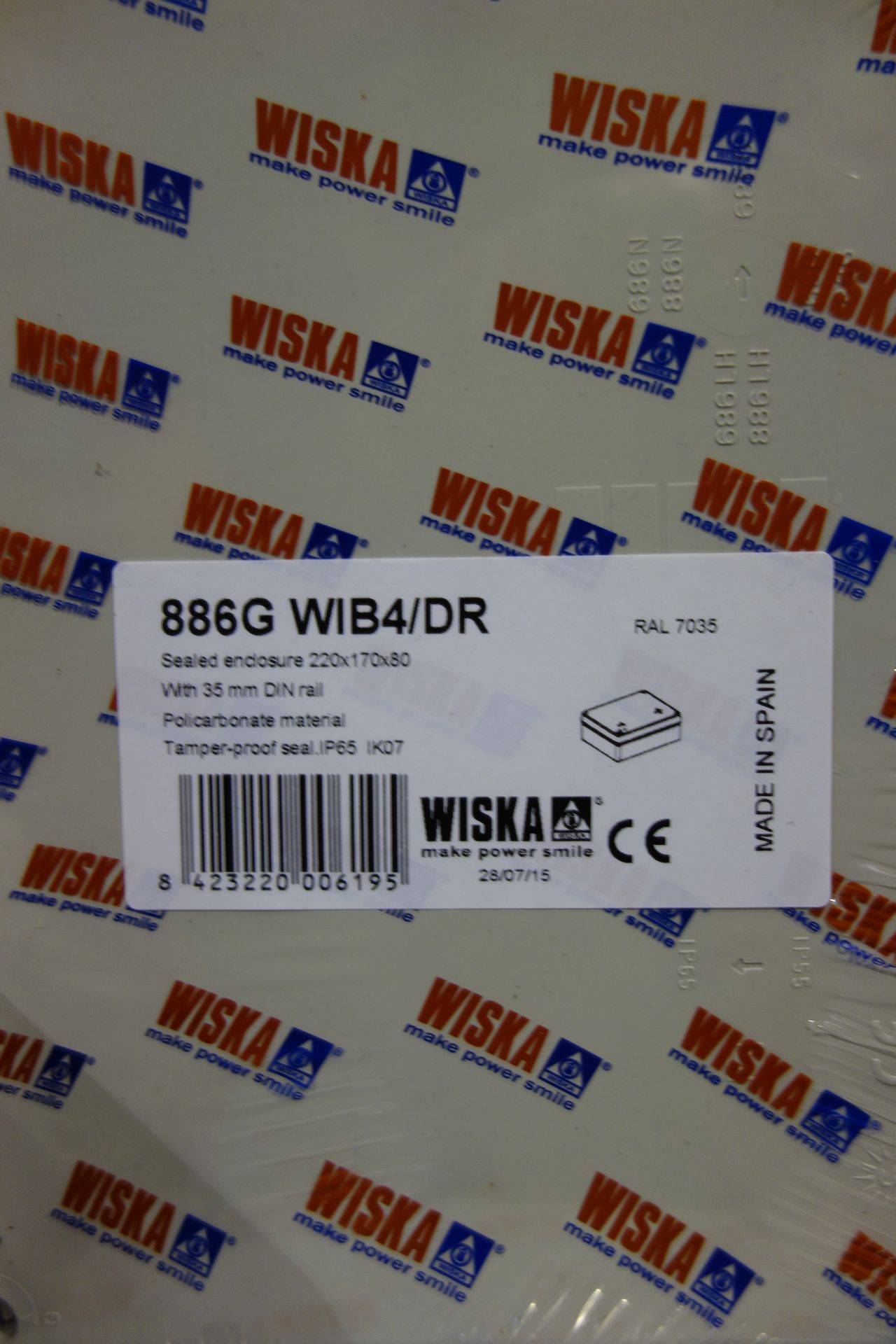 20 X 886G WIB4/DR Wiska Sealed Enclosure 220 X 17 X 8 With 35MM Din Rail