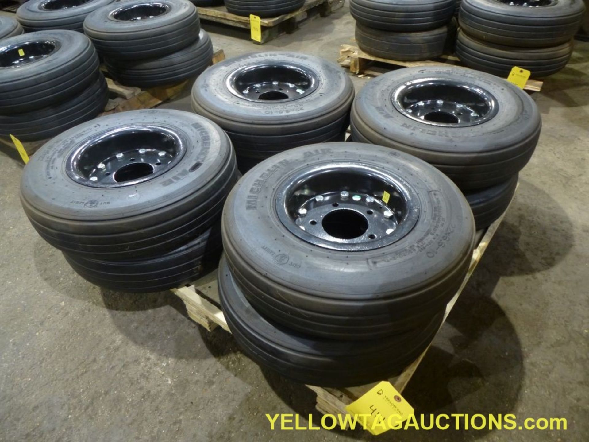 Lot of (8) Michelin Air 6/32 Cat Limit Tires & Wheels|22 X 6.6-10|Tag: 414