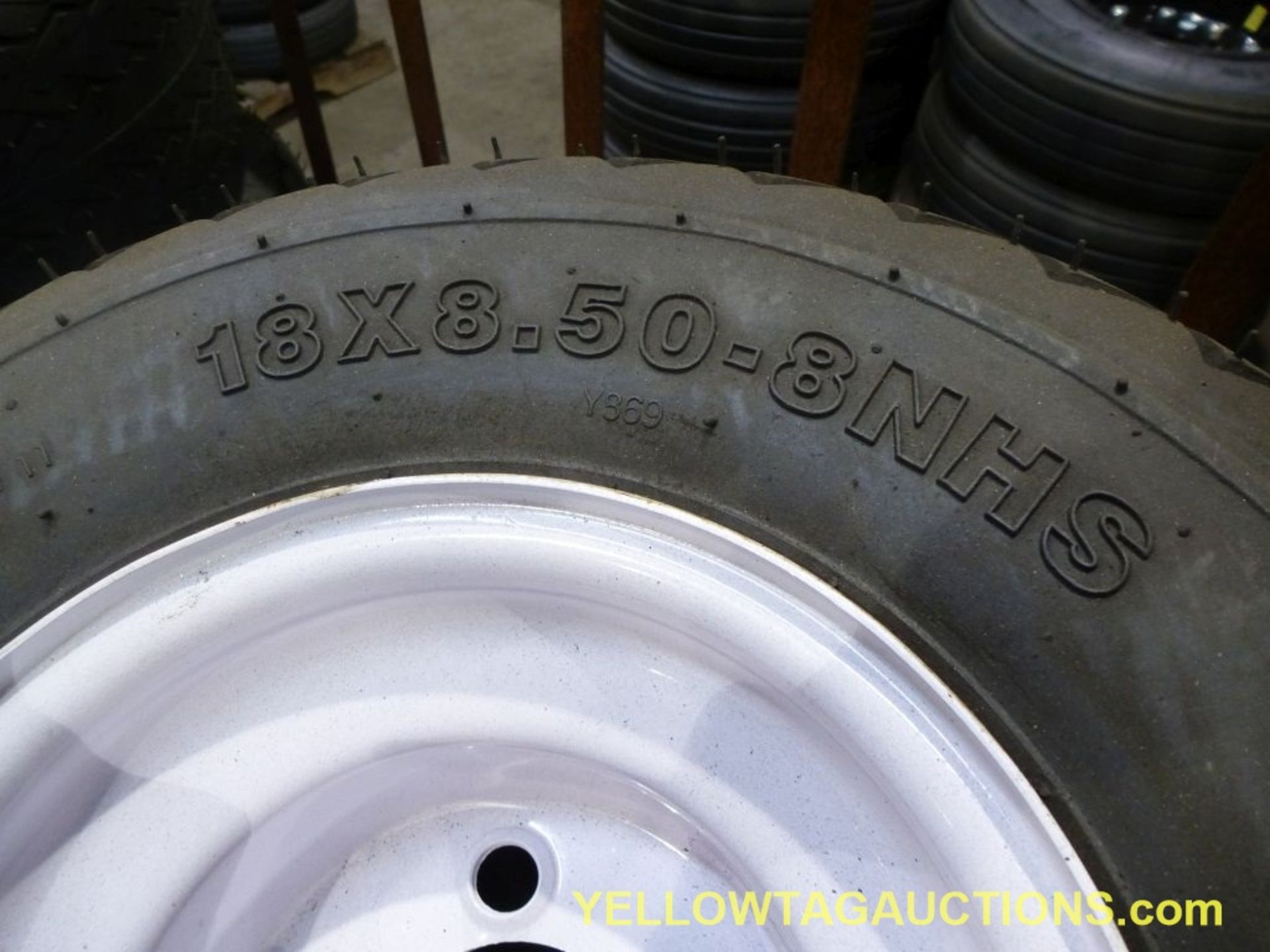 Lot of (25) FarWay 6-Ply Nylon Tires & Wheels|18 X 8.50 - 8NHS|Tag: 406 - Image 5 of 7