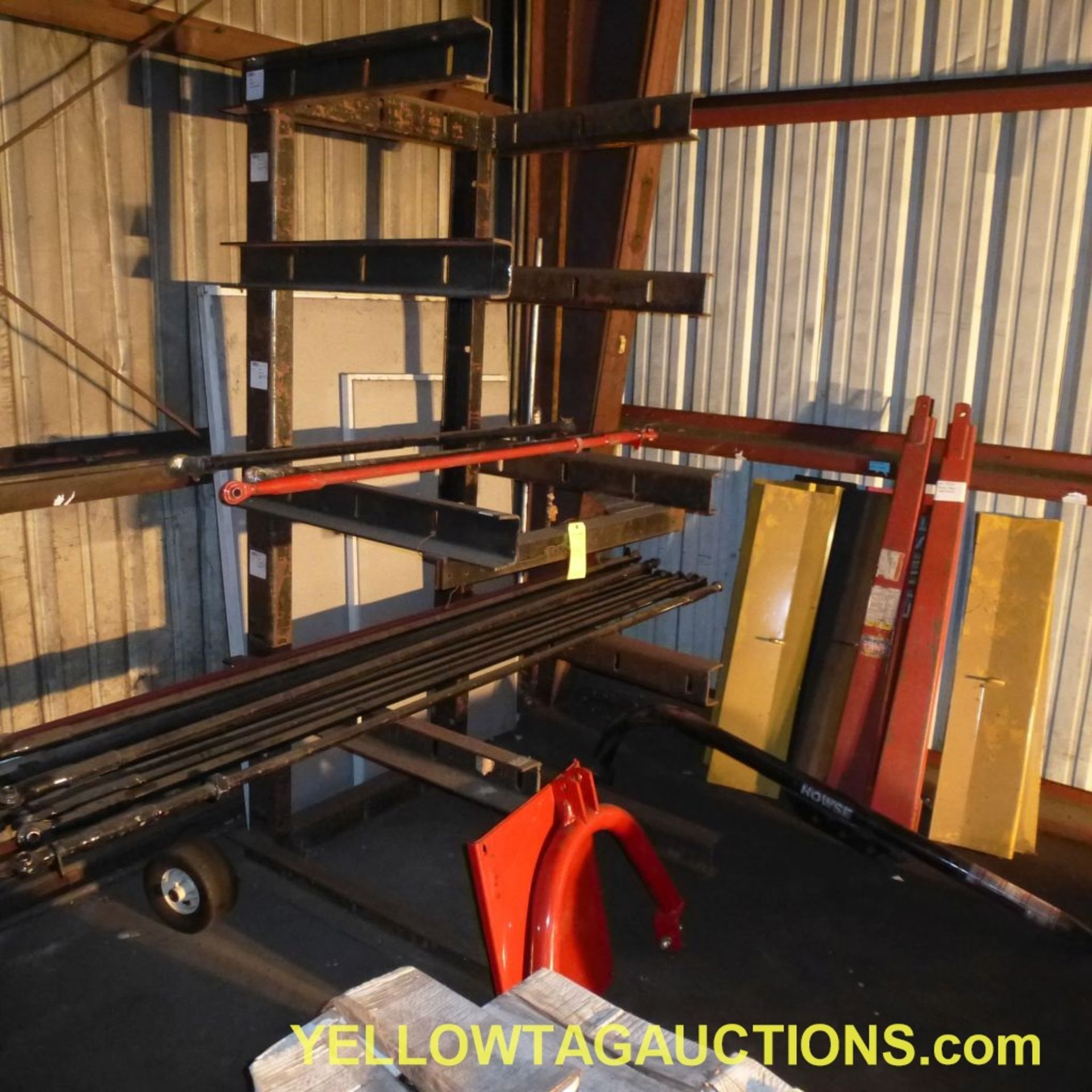 Lot of (28) Assorted Components|(1) Cantilever Rack; (1) Post Hole Digger A-Frame; (1) Boom Pole; (