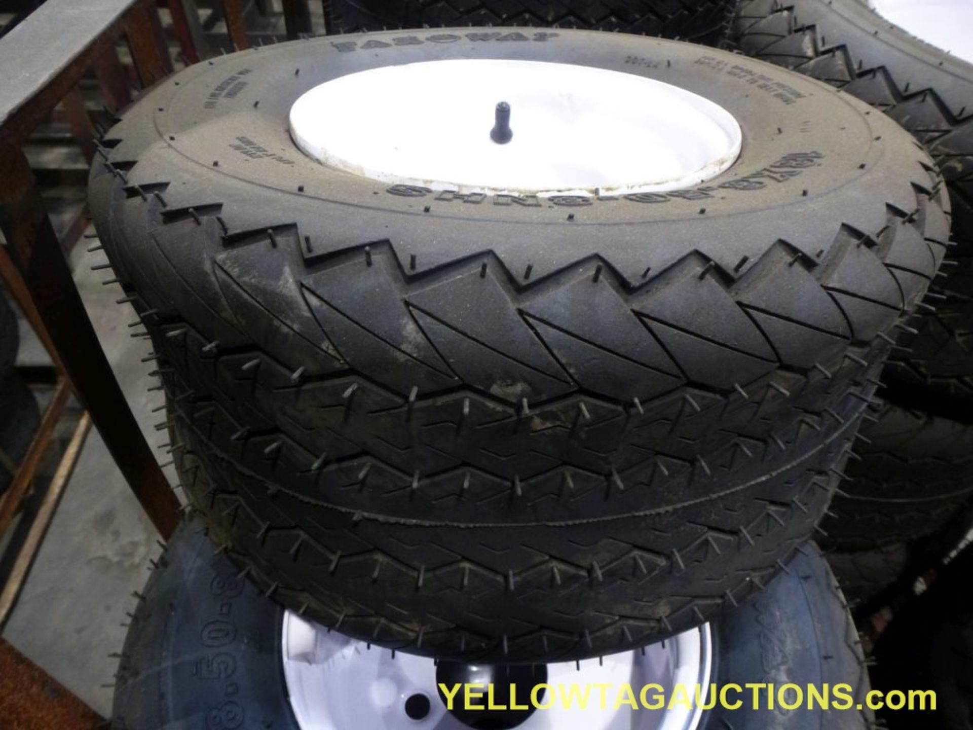 Lot of (25) FarWay 6-Ply Nylon Tires & Wheels|18 X 8.50 - 8NHS|Tag: 406 - Image 3 of 7