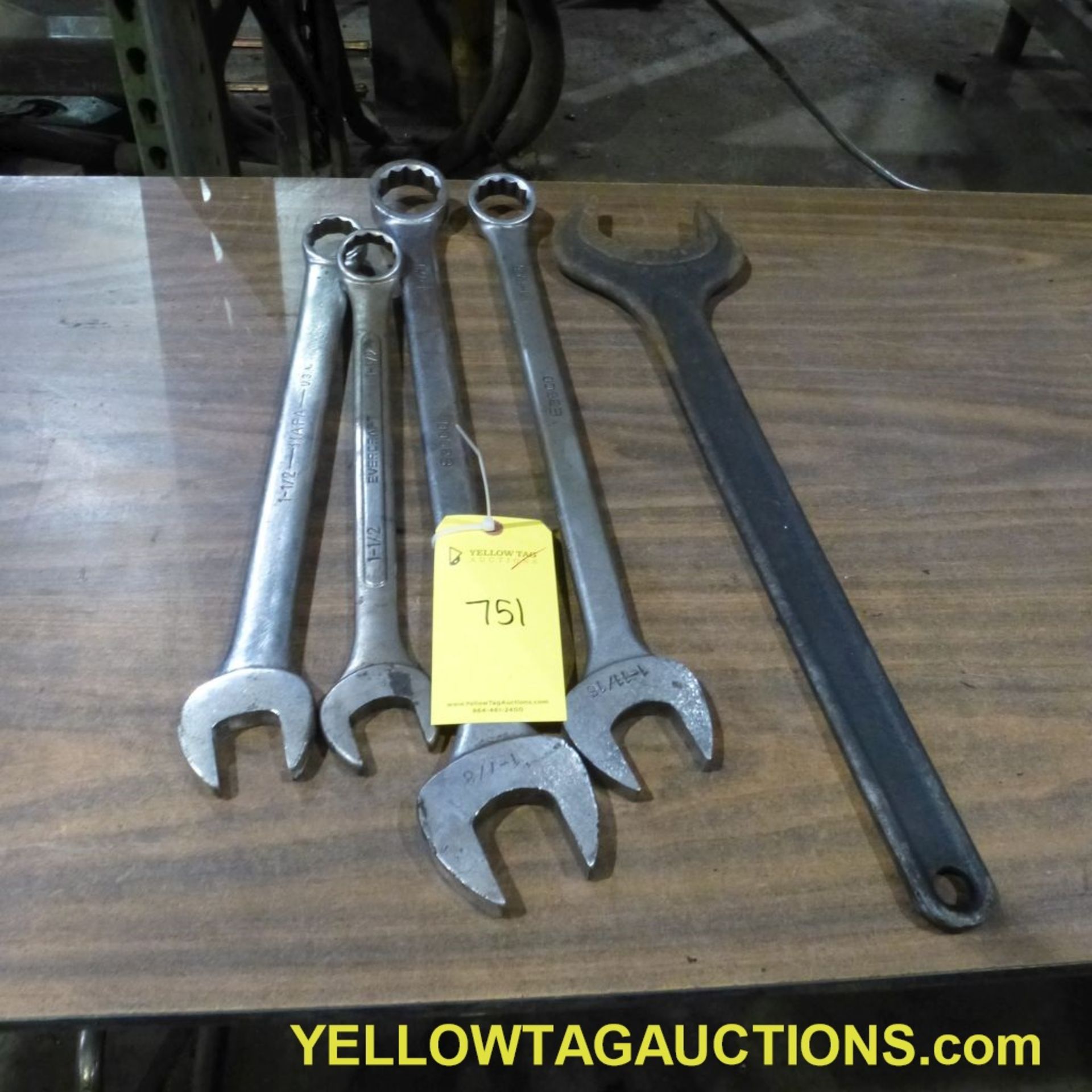 Lot of (5) Assorted Wrenches|(2) 1-1/2"; (1) 1-7/8"; (1) 1-11/16"; (1) 3-1/2"|Tag: 751