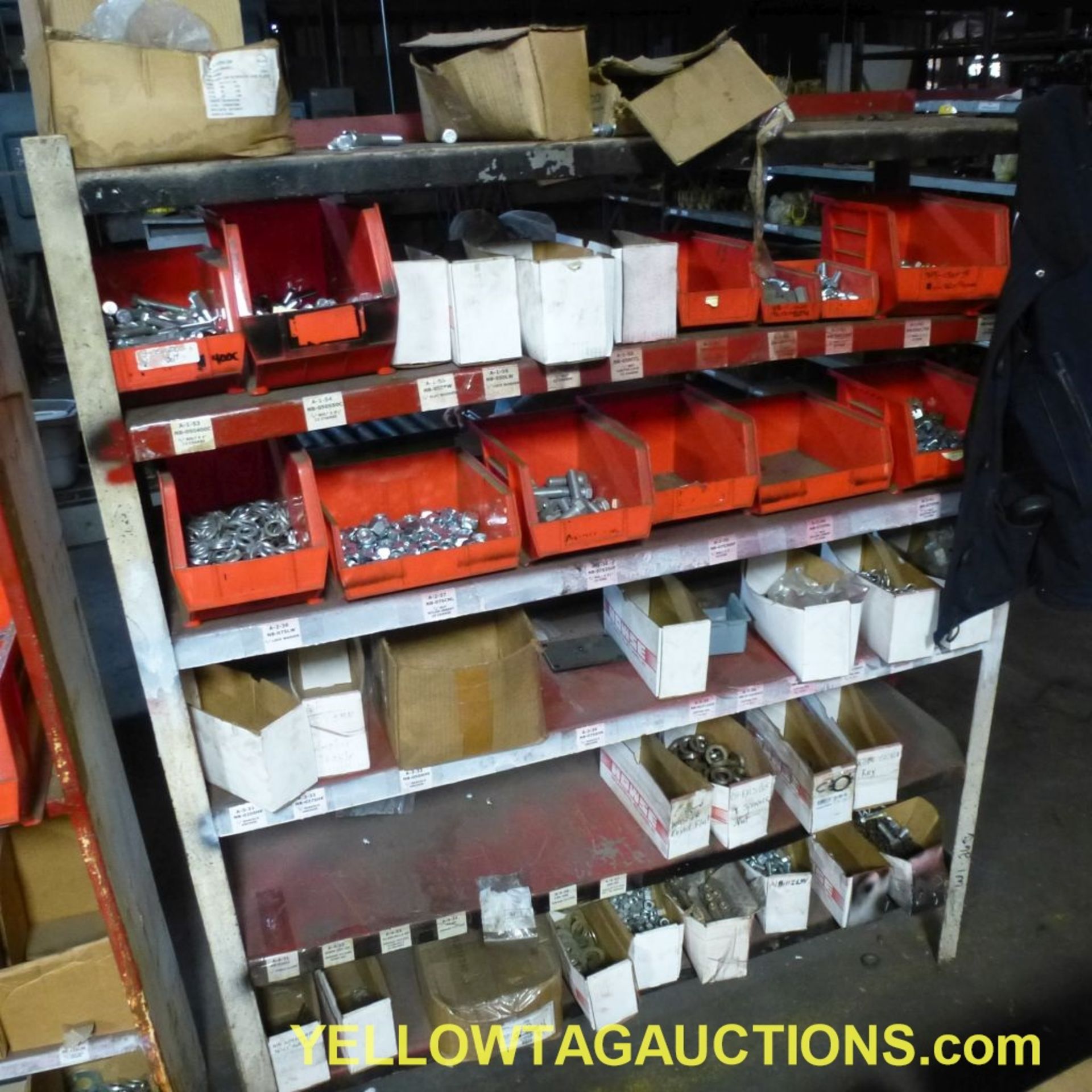Lot of (3) Shelves with Contents|Includes: Bolt Bins, Hardware, Nuts, Bolts, Washers, Lock - Bild 7 aus 36