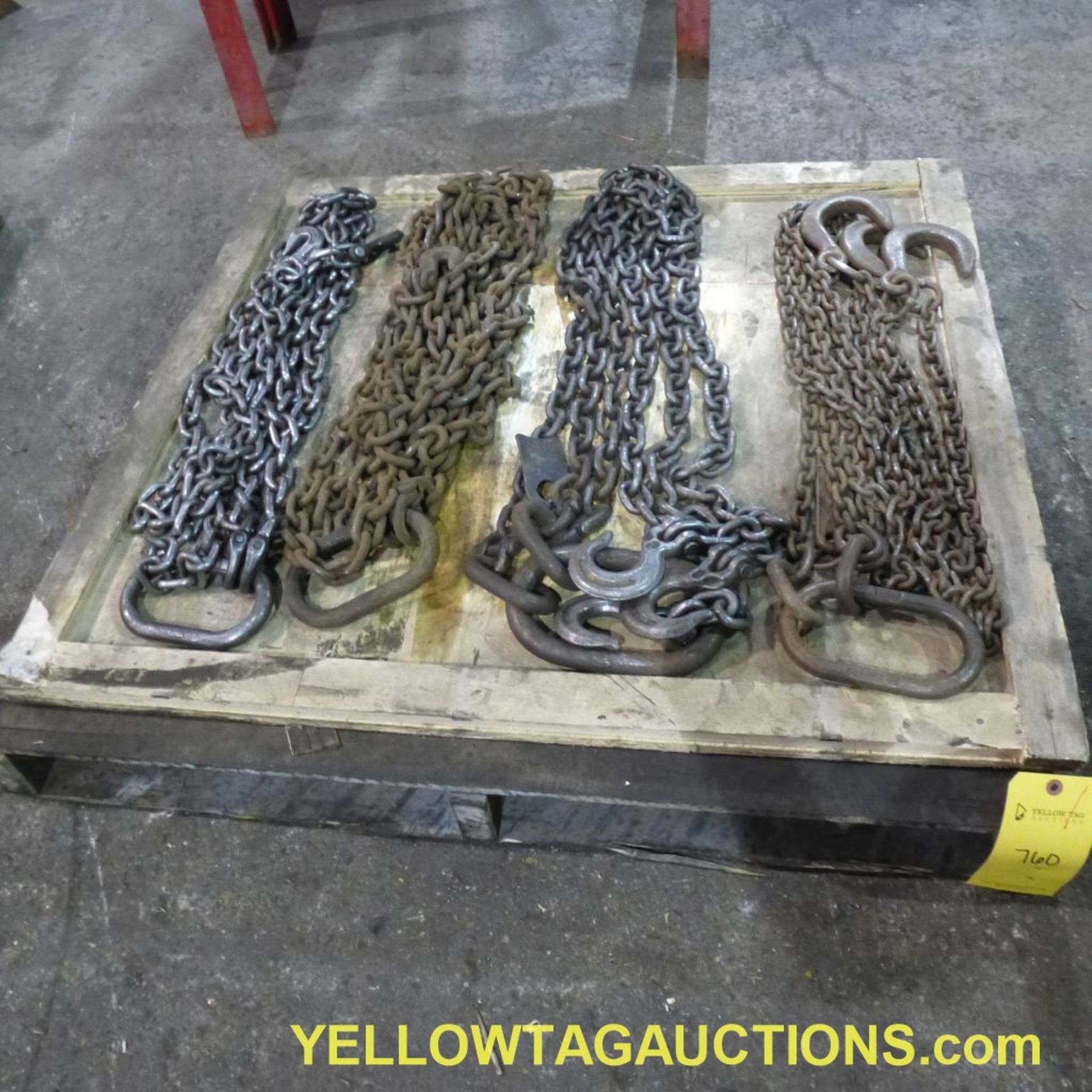 Lot of (4) 4-Hook Lifting Chains|Tag: 760