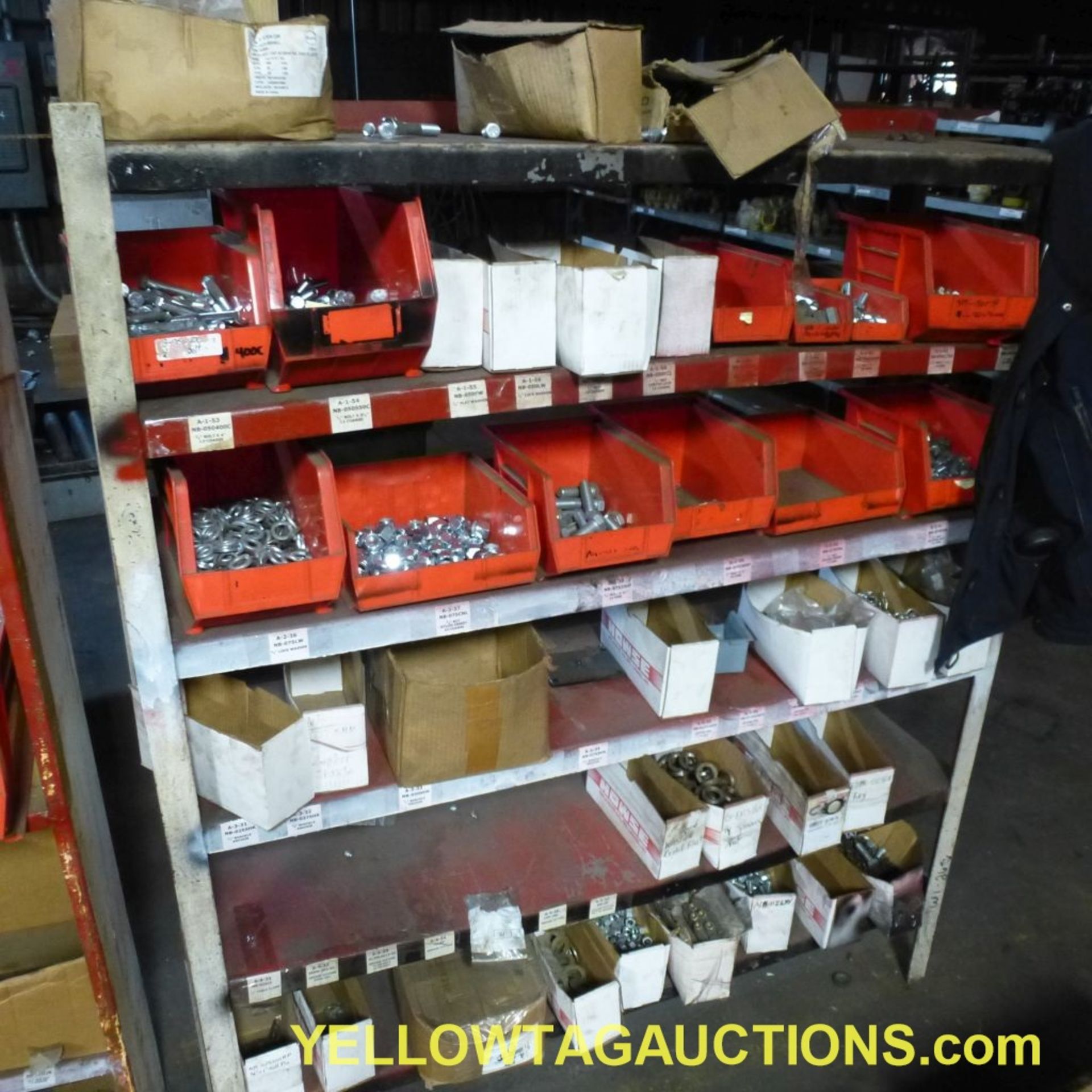 Lot of (3) Shelves with Contents|Includes: Bolt Bins, Hardware, Nuts, Bolts, Washers, Lock - Bild 36 aus 36