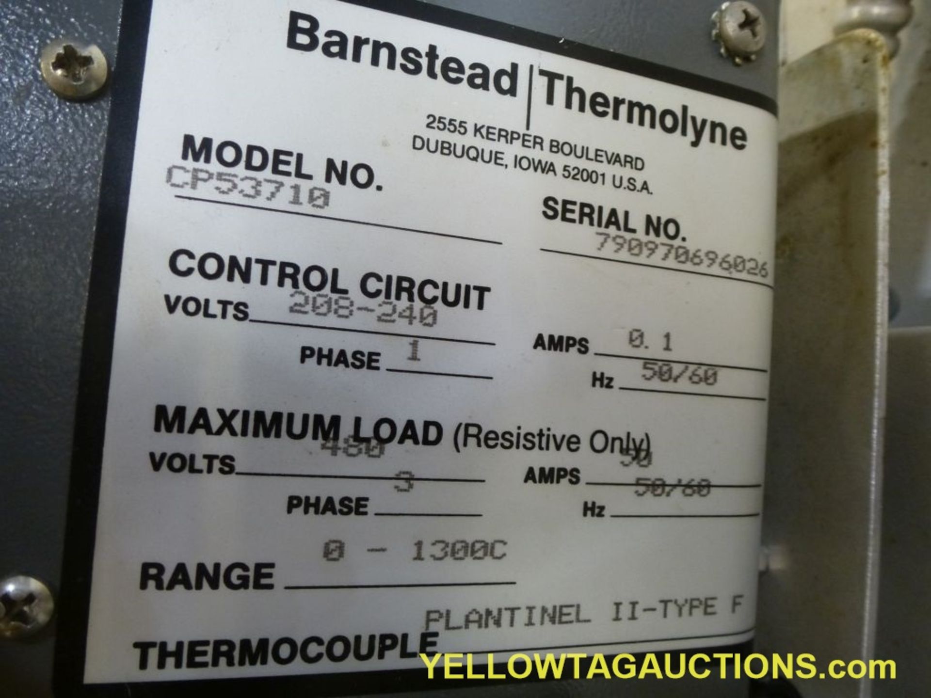 Barnstead/Thermolyne Oven|Model No. F31758; Serial No. 317971145625; 208V; 3-Phase|Lot Loading - Image 8 of 9