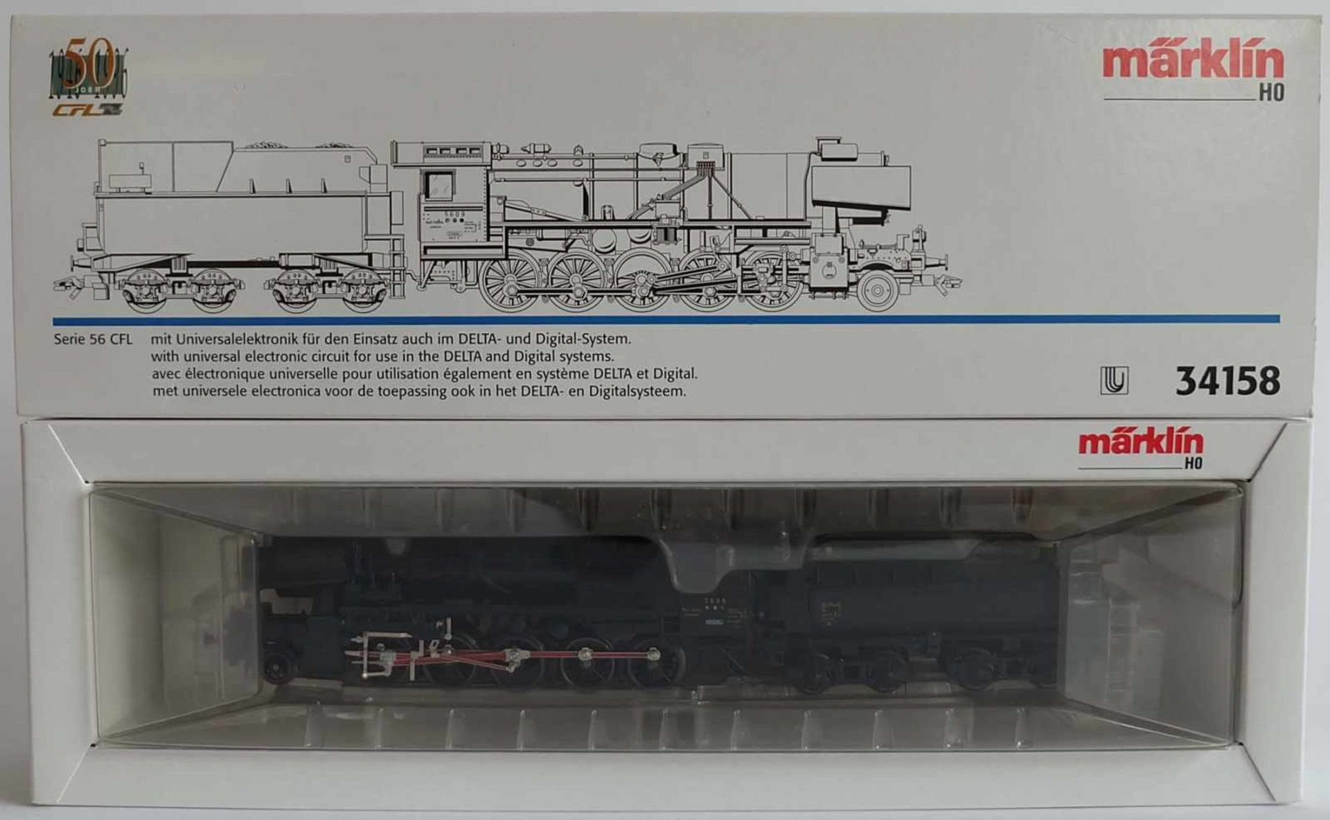 DAMPFLOKOMOTIVE, Serie 56 CFL, Hersteller Märklin/ Göppingen, Spur H0, Nr. 34158, Delta- und