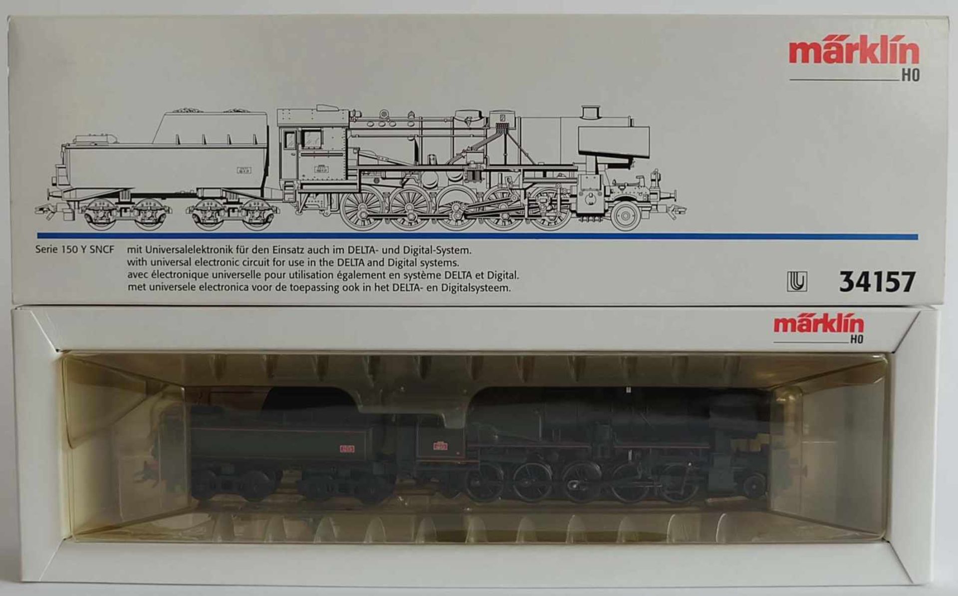 DAMPFLOKOMOTIVE, Serie 150 Y SNCF, Hersteller Märklin/ Göppingen, Spur H0, Nr. 34157, Delta- und