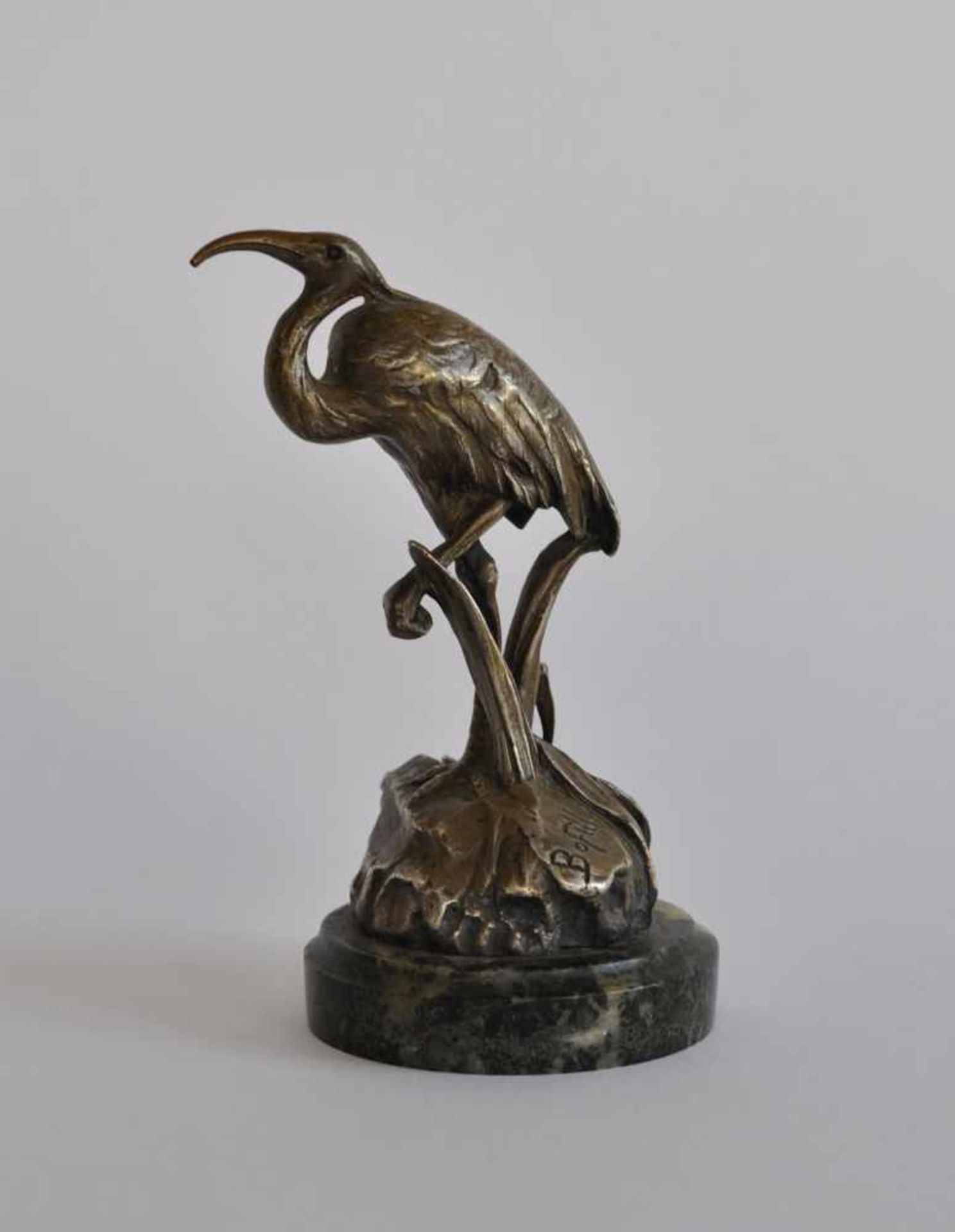 BOFILL, Antoine (*1875 +1953), Bronze, silberfarben patiniert, Reiher bzw. Stelzvogel auf