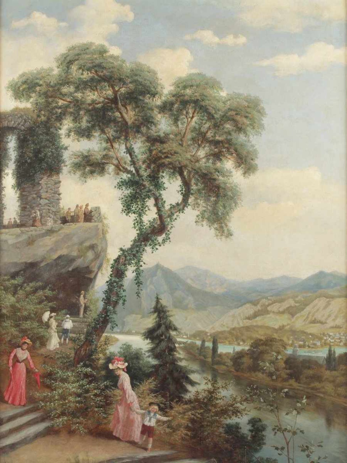 PALM (Maler um 1900), "Blick vom Rolandsbogen auf das Rheintal", Öl/Lwd., 80 x 60, unten links - Image 2 of 4