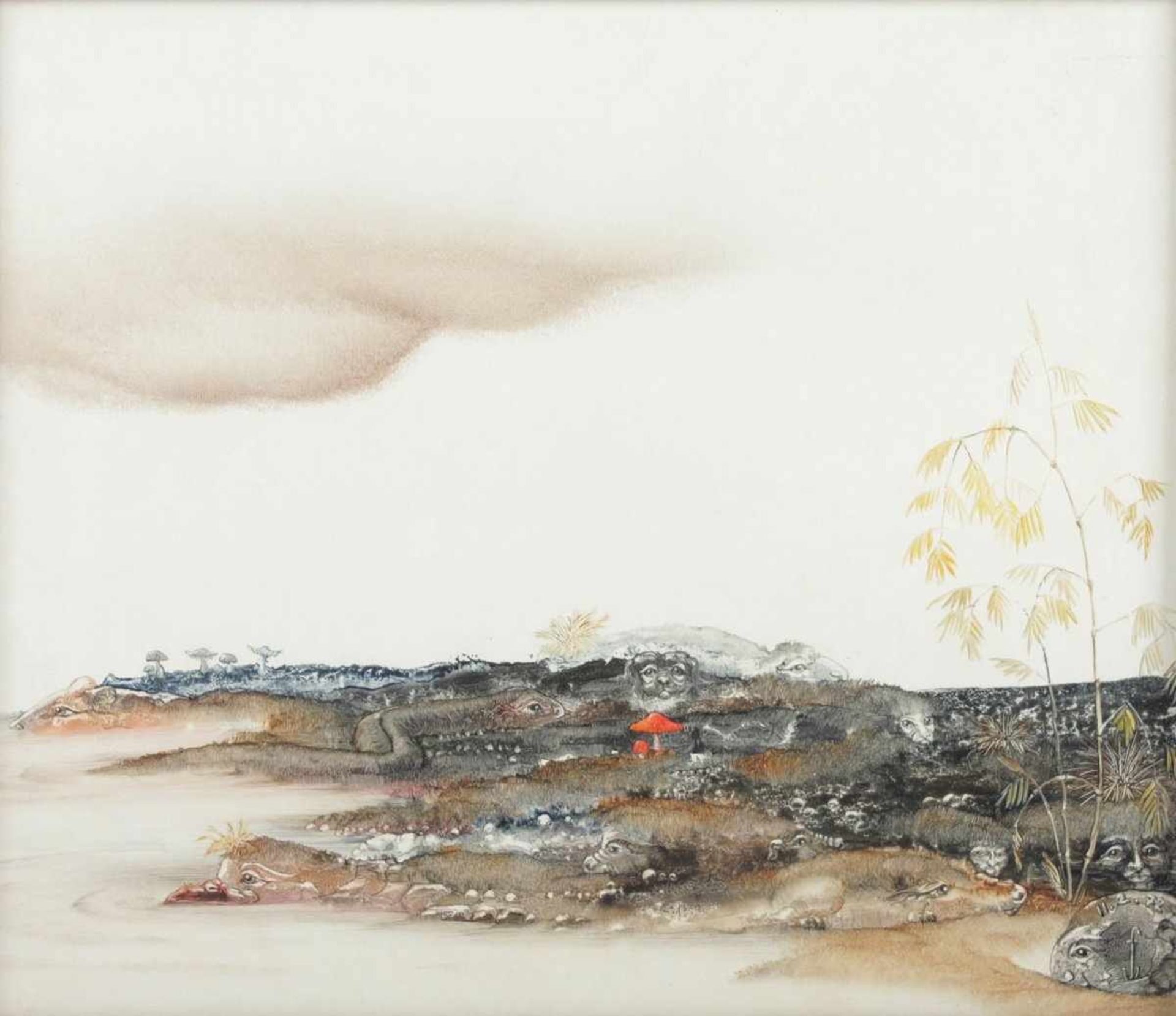 WEIDMANN, Fred, "Pilzküste", 27 x 32, unten rechts monogrammiert, verso signiert, 1972, R.