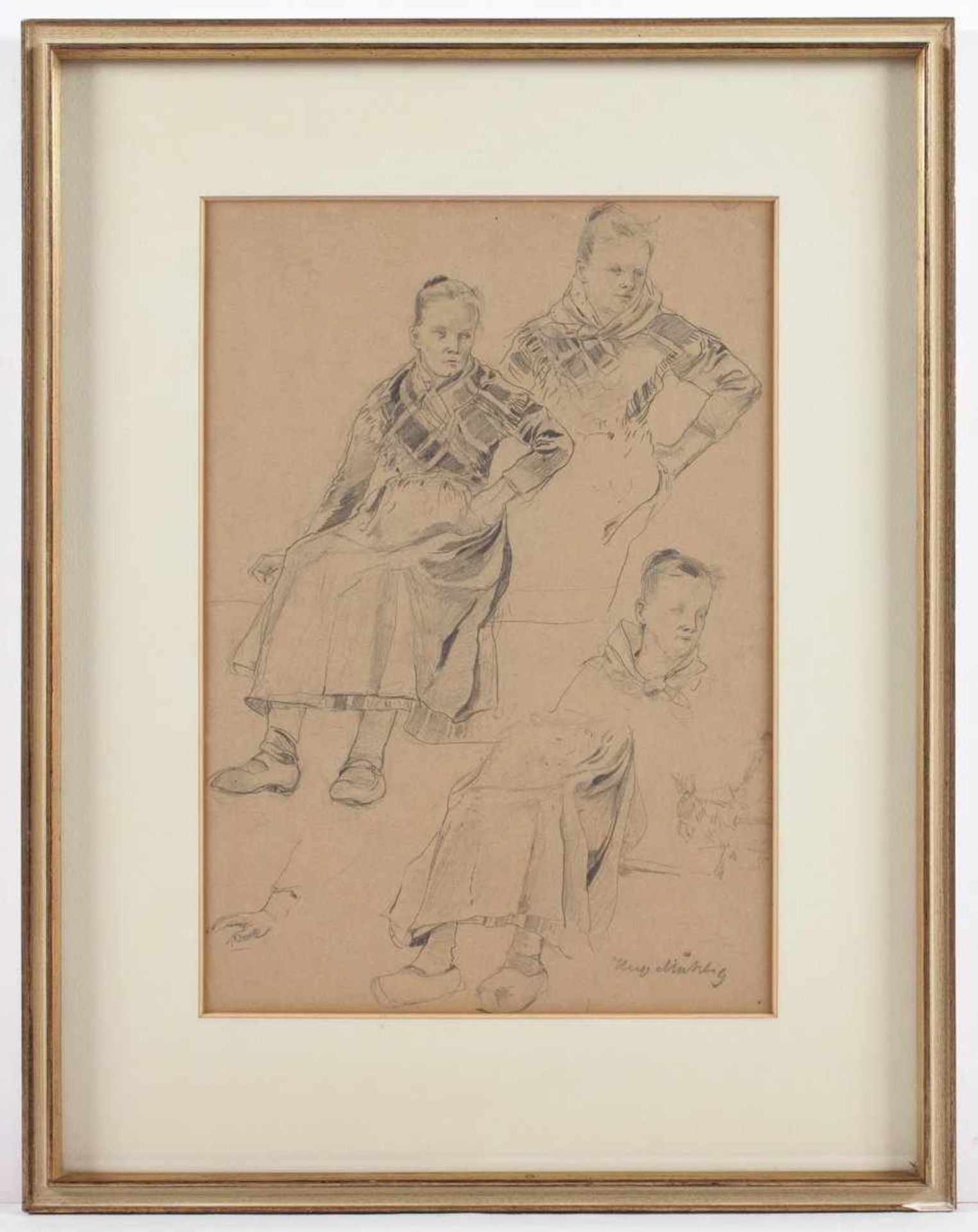 MÜHLIG, Hugo (1854-1929), "Figurenstudie", Bleistift/Papier, 29,5 x 20,5, unten rechts signiert, R. - Image 2 of 2