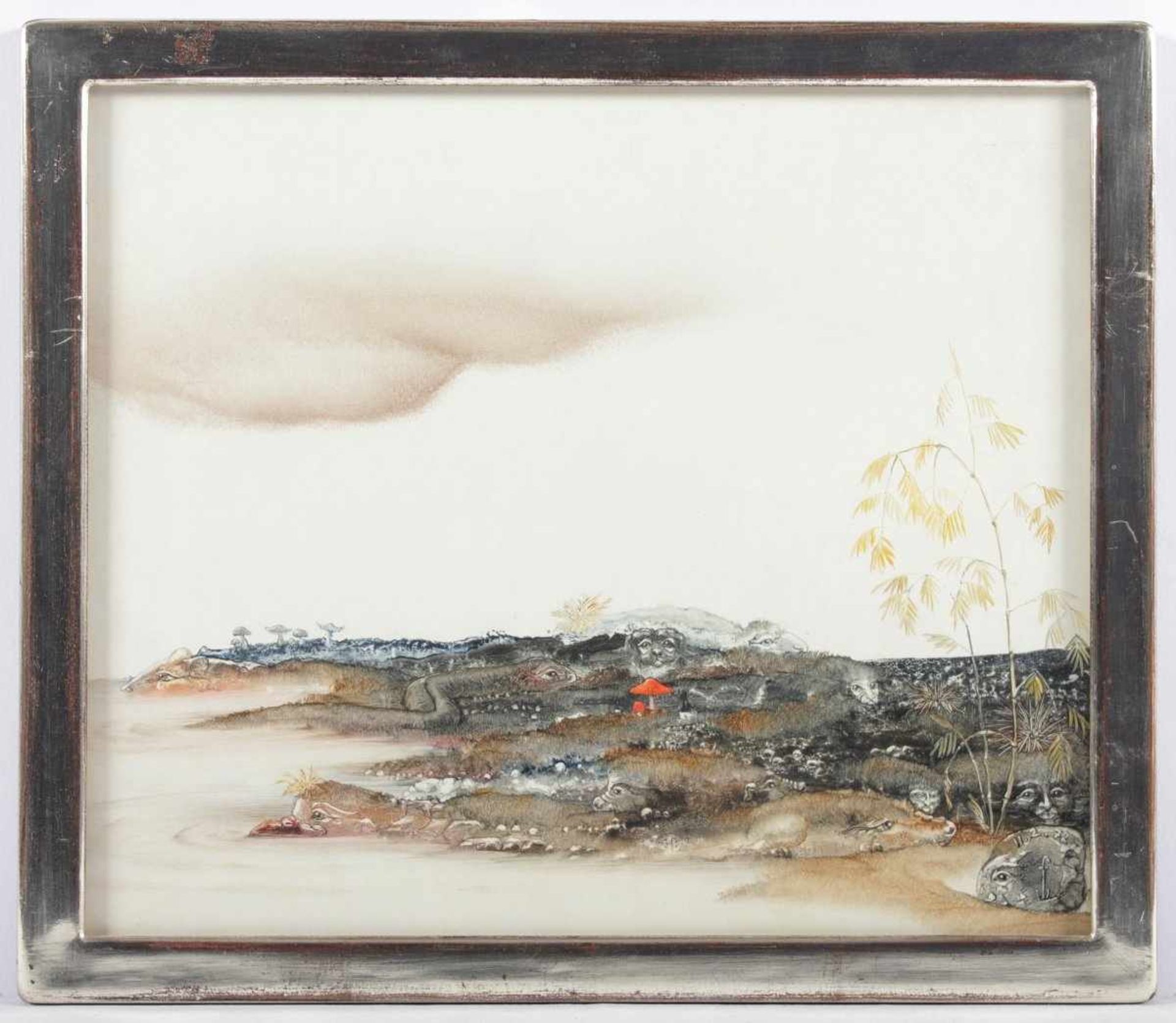 WEIDMANN, Fred, "Pilzküste", 27 x 32, unten rechts monogrammiert, verso signiert, 1972, R. - Image 2 of 3