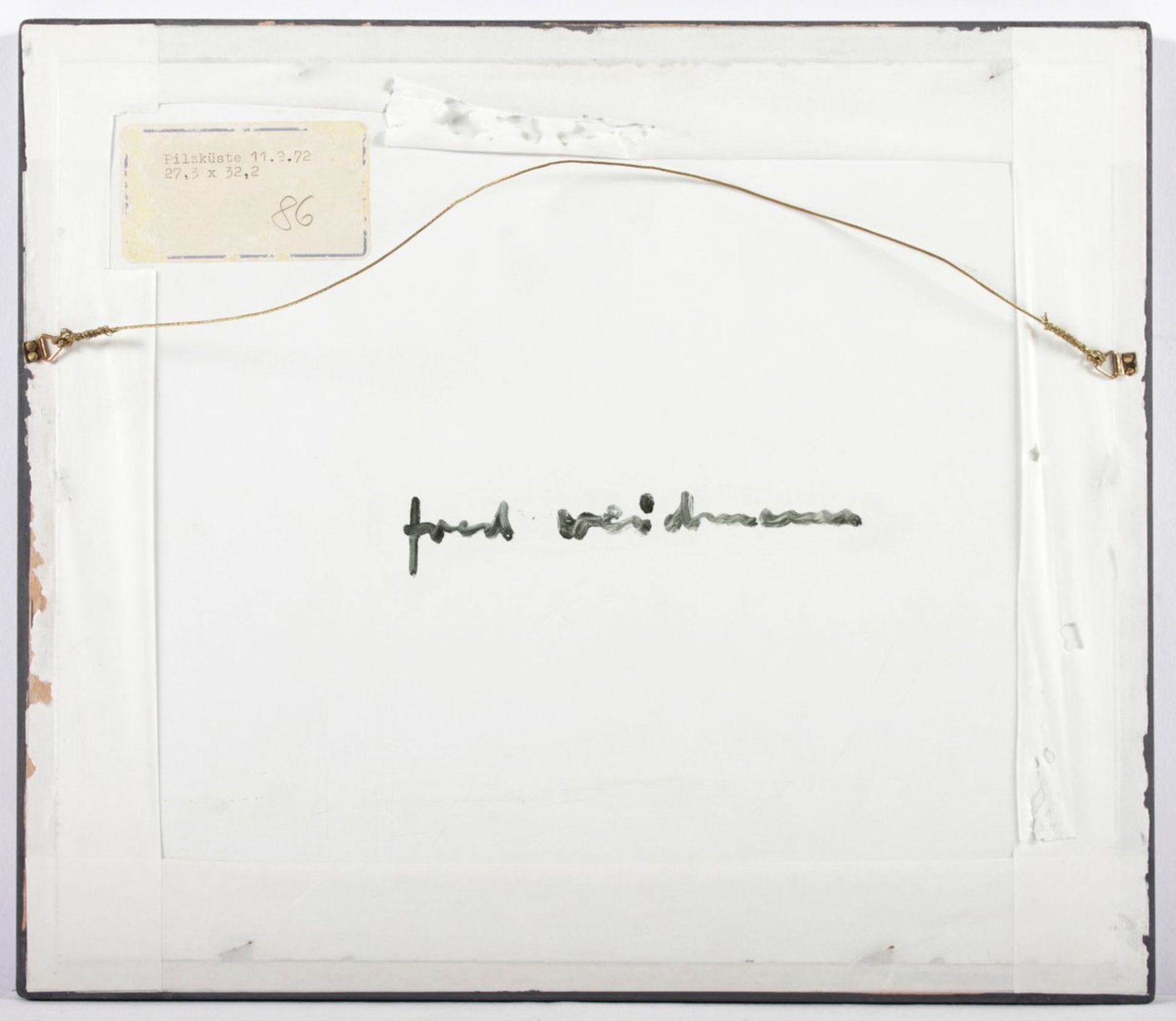 WEIDMANN, Fred, "Pilzküste", 27 x 32, unten rechts monogrammiert, verso signiert, 1972, R. - Image 3 of 3