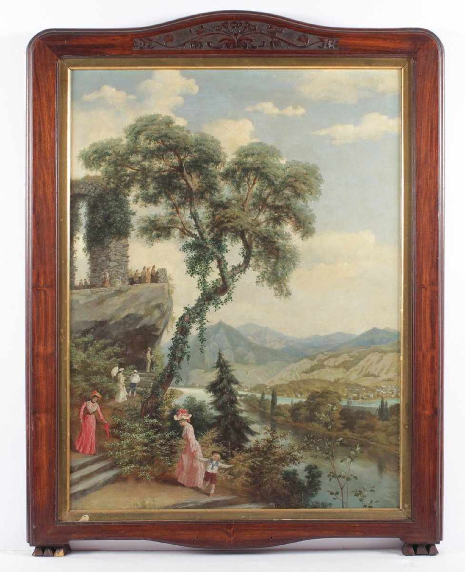 PALM (Maler um 1900), "Blick vom Rolandsbogen auf das Rheintal", Öl/Lwd., 80 x 60, unten links