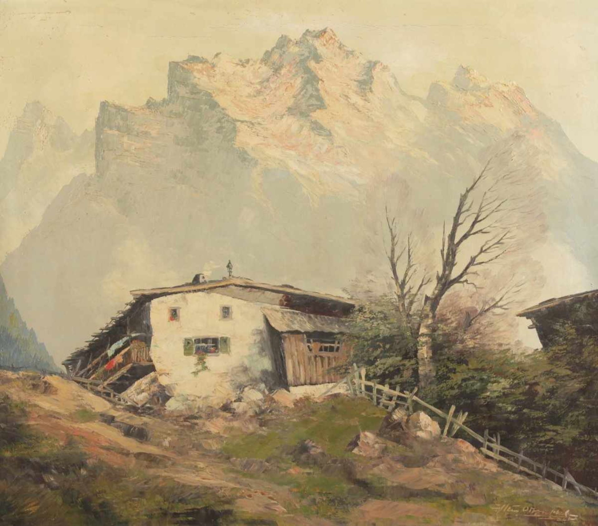 OTTENTHAL, Hein (deutsch, M.20.Jh.), "Bergbauer im Zoldotal in den Dolomiten", Öl/Lwd., 70 x 80, - Image 2 of 4