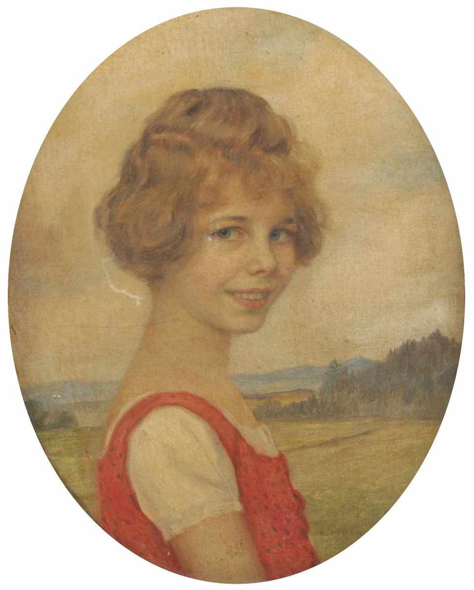 MOCK, E. (1870-1938), "Portrait eines Mädchens", Öl/Lwd., 46 x 38, besch., unten rechts signiert,
