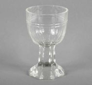 BECHER, farbloses, dickwandiges Glas, Schliffdekor, H 13,5, DEUTSCH, 20.Jh.