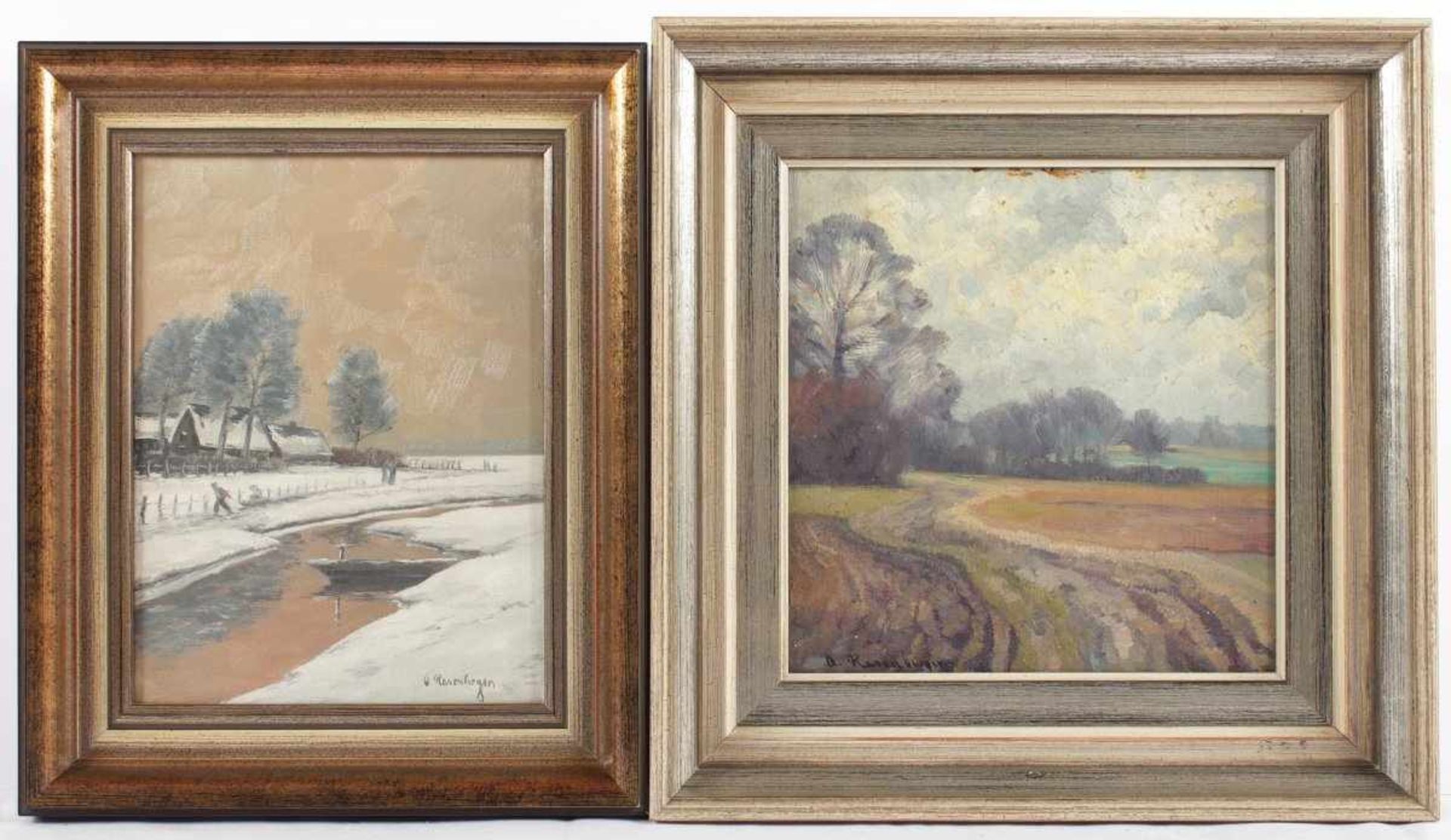 RASENBERGER, Alfred (1885-1949), zwei Bilder, "Niederrheinlandschaften", Öl/Lwd., 24 x 18, sowie - Image 2 of 3