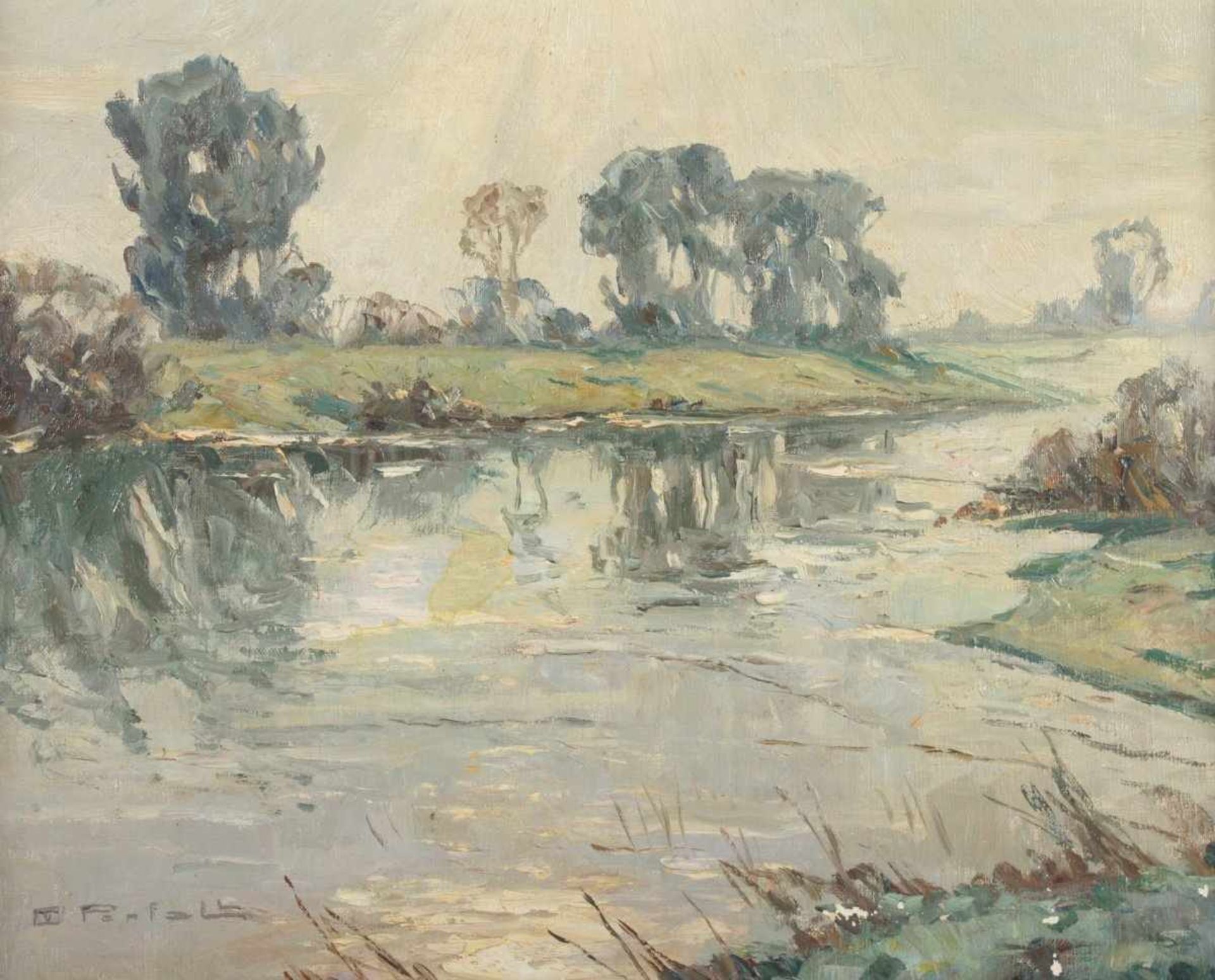 PERFALL, Erich von (1882-1961), "Flusslandschaft", Öl/Lwd., 40 x 50, unten links signiert, R.