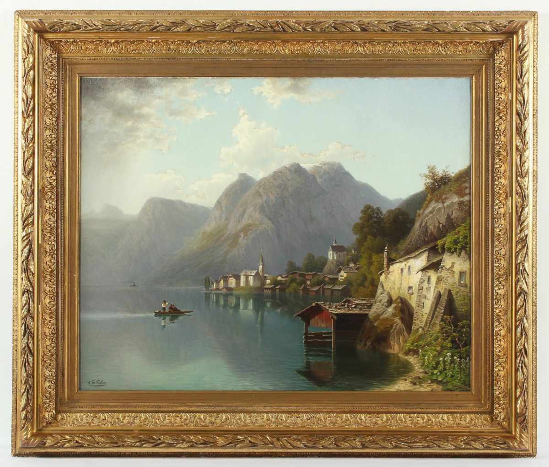 NOCKEN, Wilhelm Theodor (1830-1905), "Blick auf den Hallstädter See", Öl/Lwd., 76 x 95, doubliert,