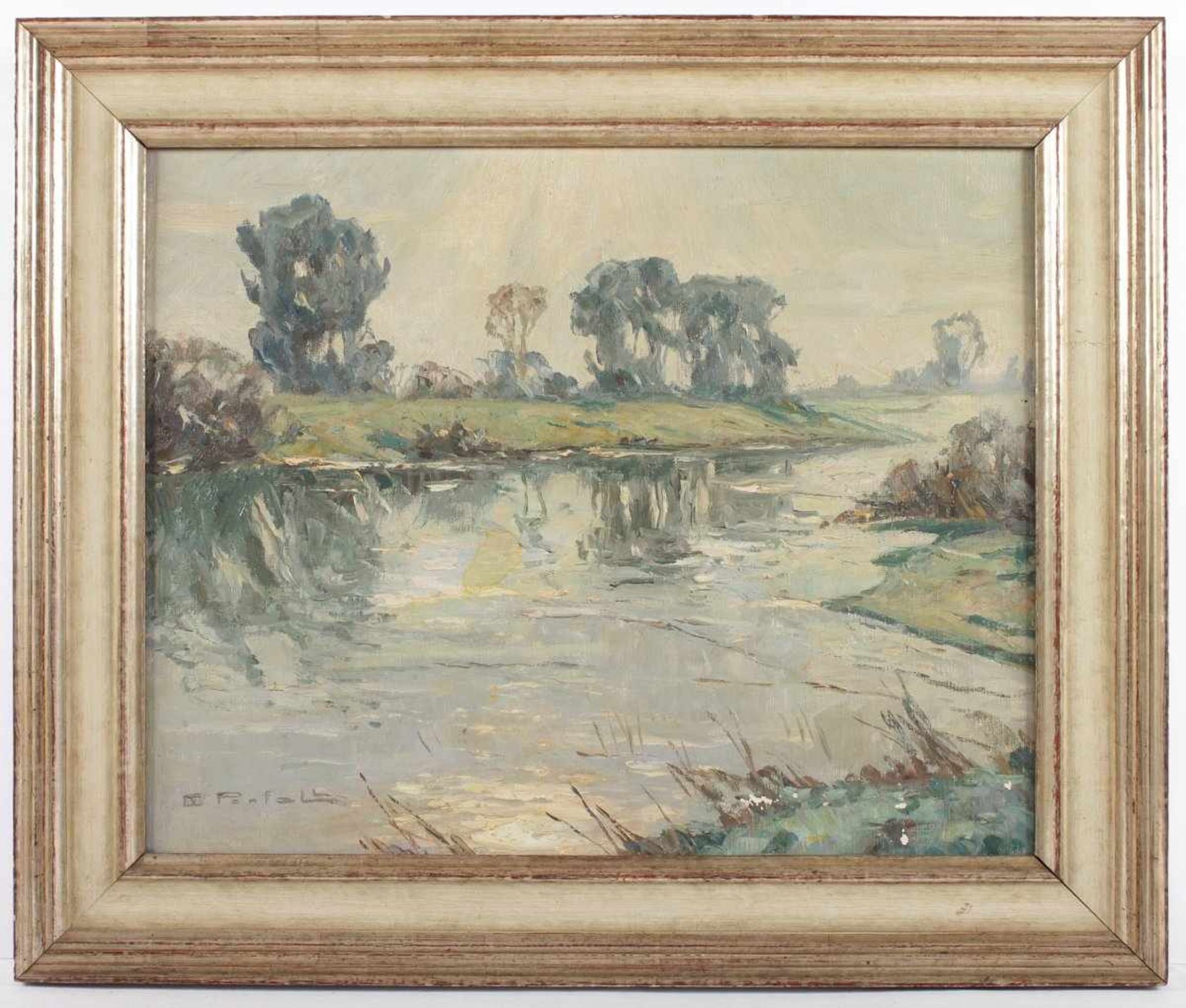 PERFALL, Erich von (1882-1961), "Flusslandschaft", Öl/Lwd., 40 x 50, unten links signiert, R. - Image 2 of 3