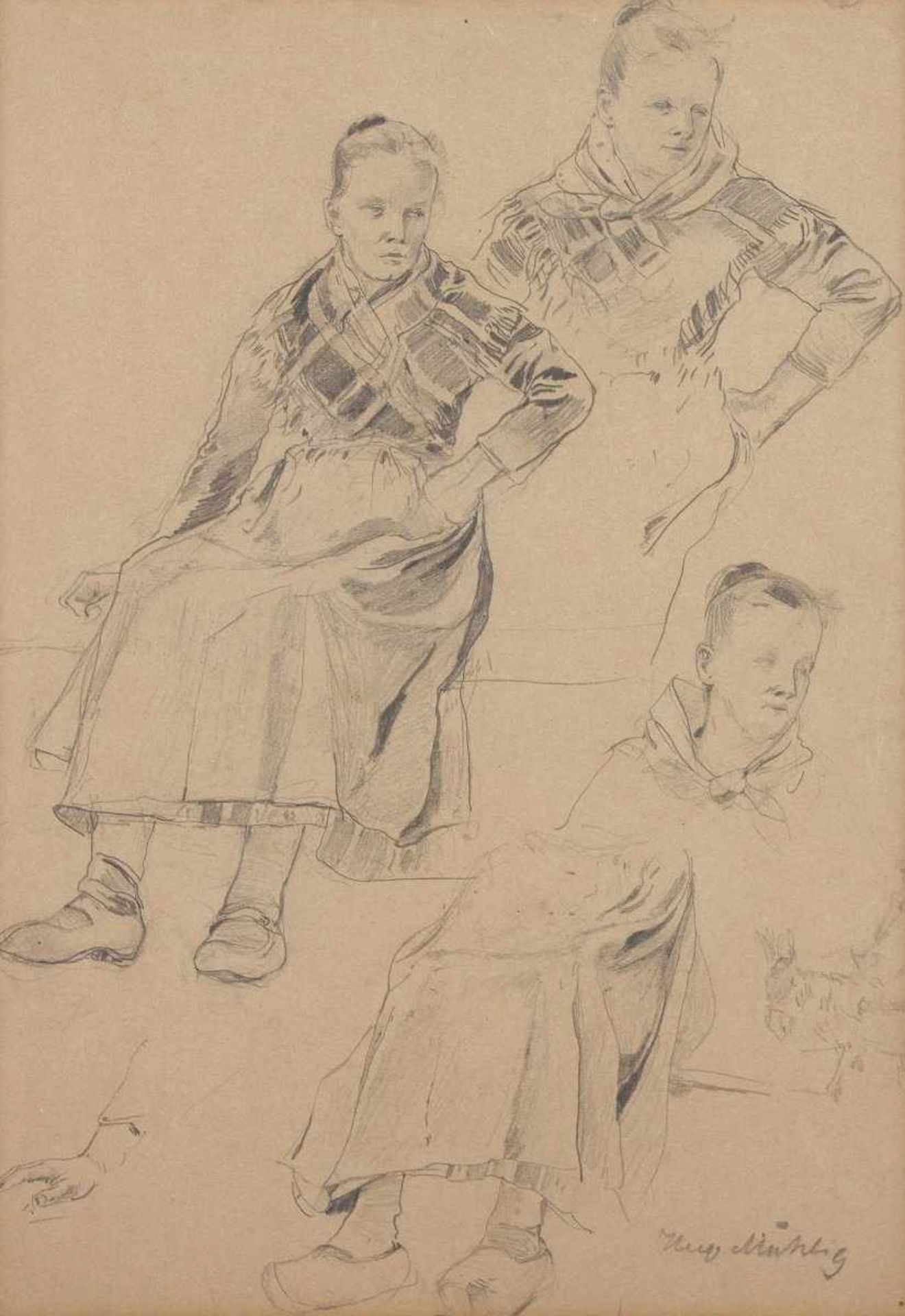 MÜHLIG, Hugo (1854-1929), "Figurenstudie", Bleistift/Papier, 29,5 x 20,5, unten rechts signiert, R.