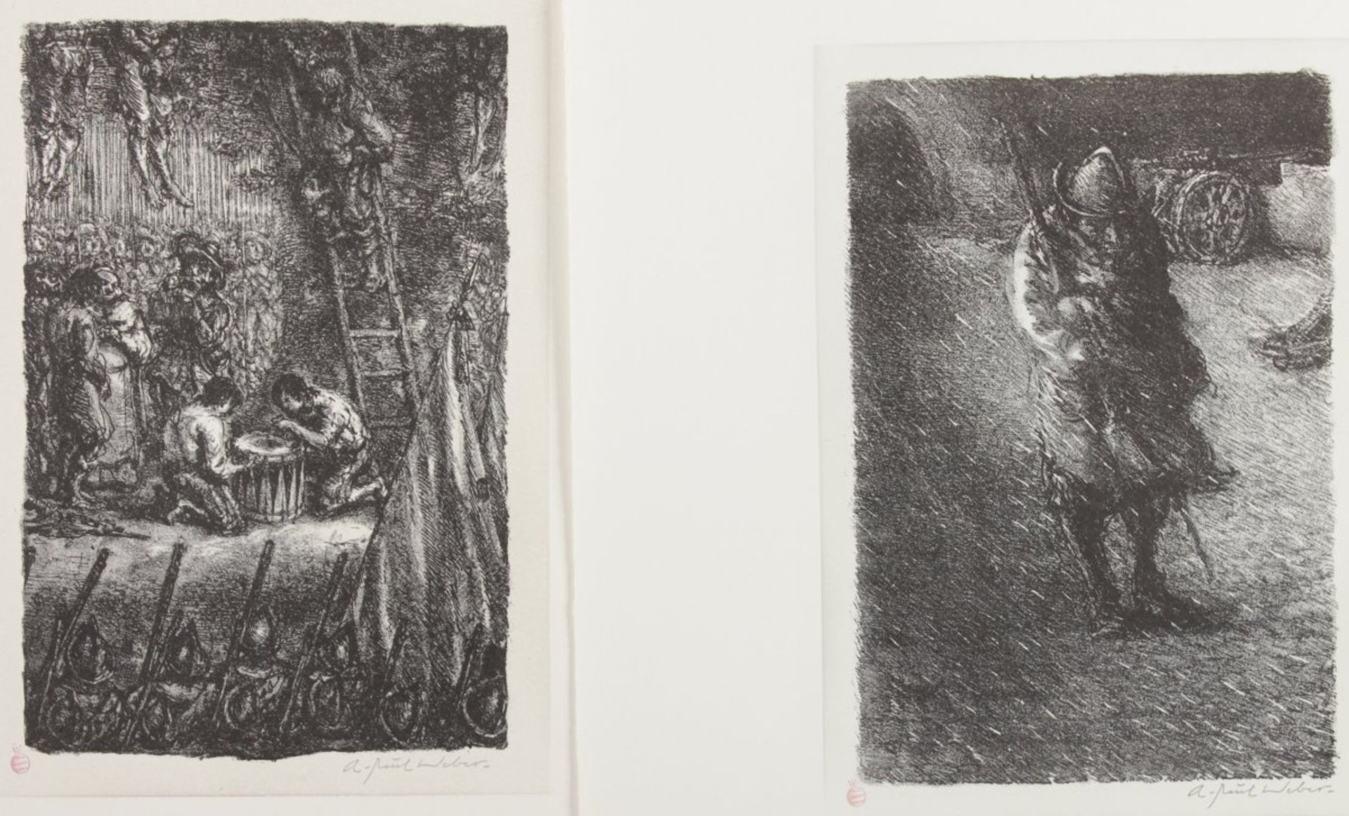 WEBER, A.Paul, Konvolut von 8 Arbeiten, Lithografien aus dem Nachlass, unsigniert, verso Stempel - Image 4 of 5