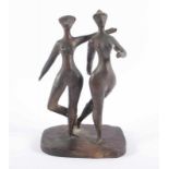REUTER, Erich Fritz, "Zwei Tänzerinnen", Bronze, H 23,5, auf dem Sockel signiert, 1950er Jahre 22.00