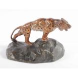 LEOPARD, Bronze, farbig staffiert, H 10,5, L 18, min.ber., Wiener Bronze, um 1920 22.00 % buyer's