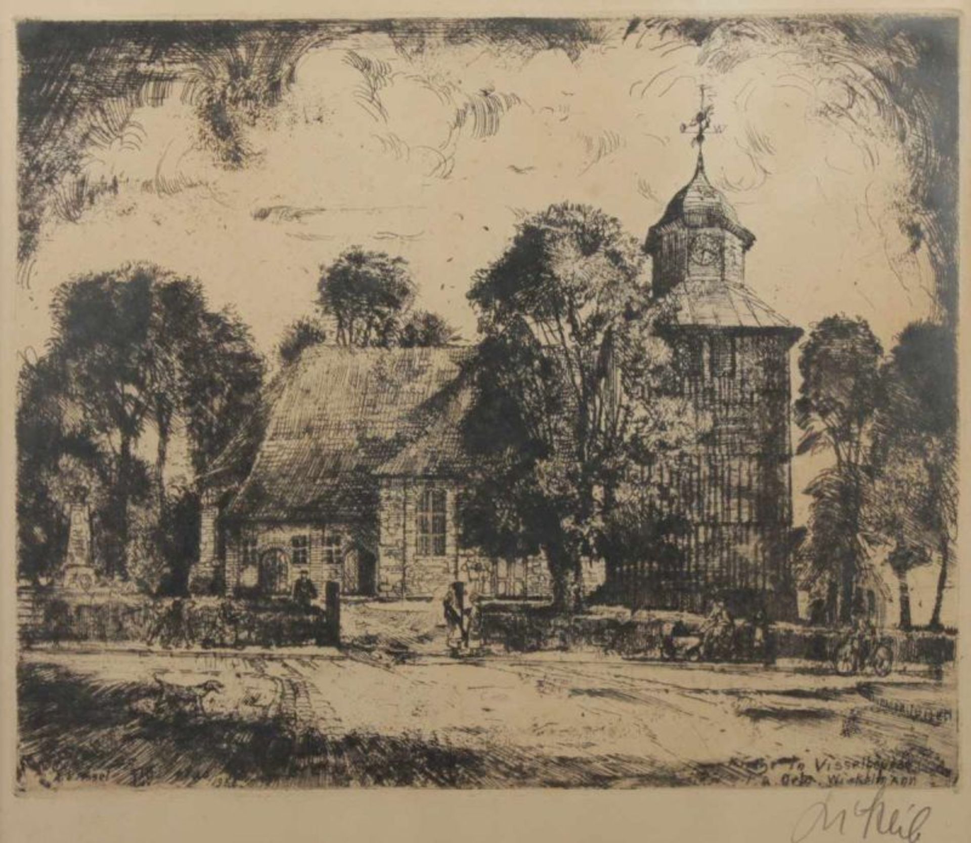 STEIB, Josef, "Kirche in Visselhövede", Radierung, 30 x 35, handsigniert, R. 22.00 % buyer's premium