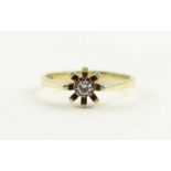 DIAMANTRING, 585/ooo Gelbgold, besetzt mit einem kleinen Diamantsolitär, RG 48, 2,0g 22.00 % buyer's