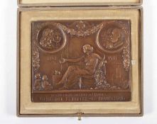 JUBILÄUMSPLAKETTE, Bronze, zum 150. Jubiläum des Hauses Gebrüder Löbbecke, Braunschweig, 12 x 10,