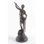 MERCIE, Antonin, nach, "David mit dem Haupt des Goliath", Bronze, H 31, auf dem Stand bez.,