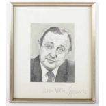 GENSCHER, Hans Dietrich, Bleistift/Papier, 35 x 29, mit originaler Unterschrift von Genscher,