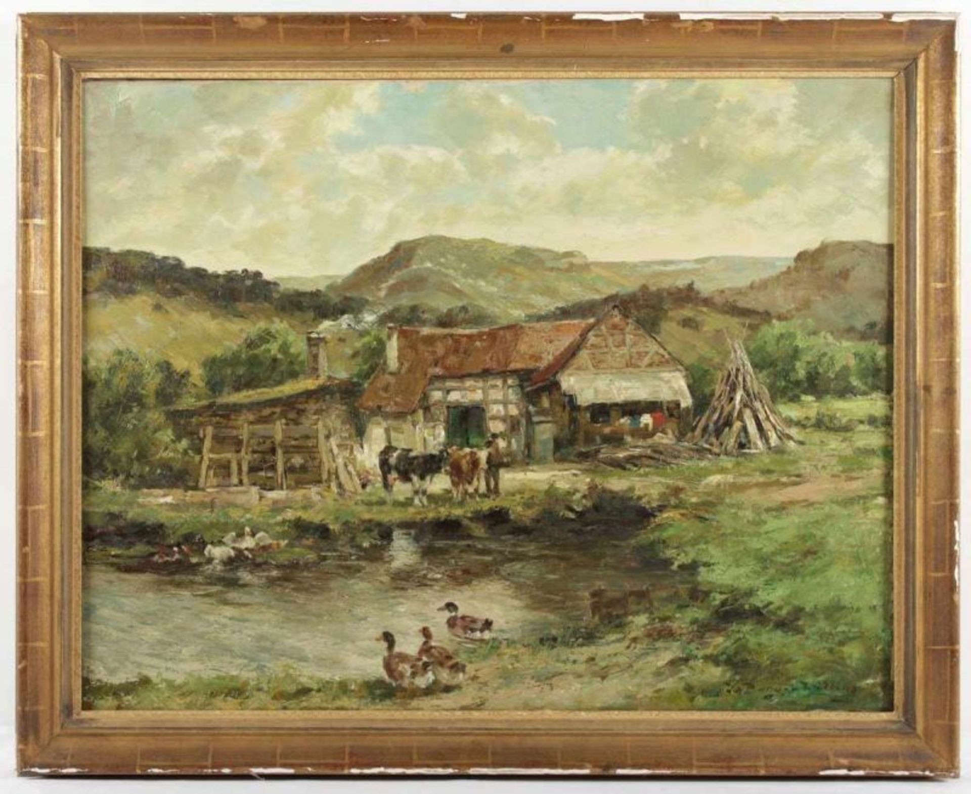 BURGER-WILLING, Wilhelm Hans Heinrich, "Landschaft mit Gehöft", Öl/Lwd., 70 x 90, unten rechts - Image 2 of 3