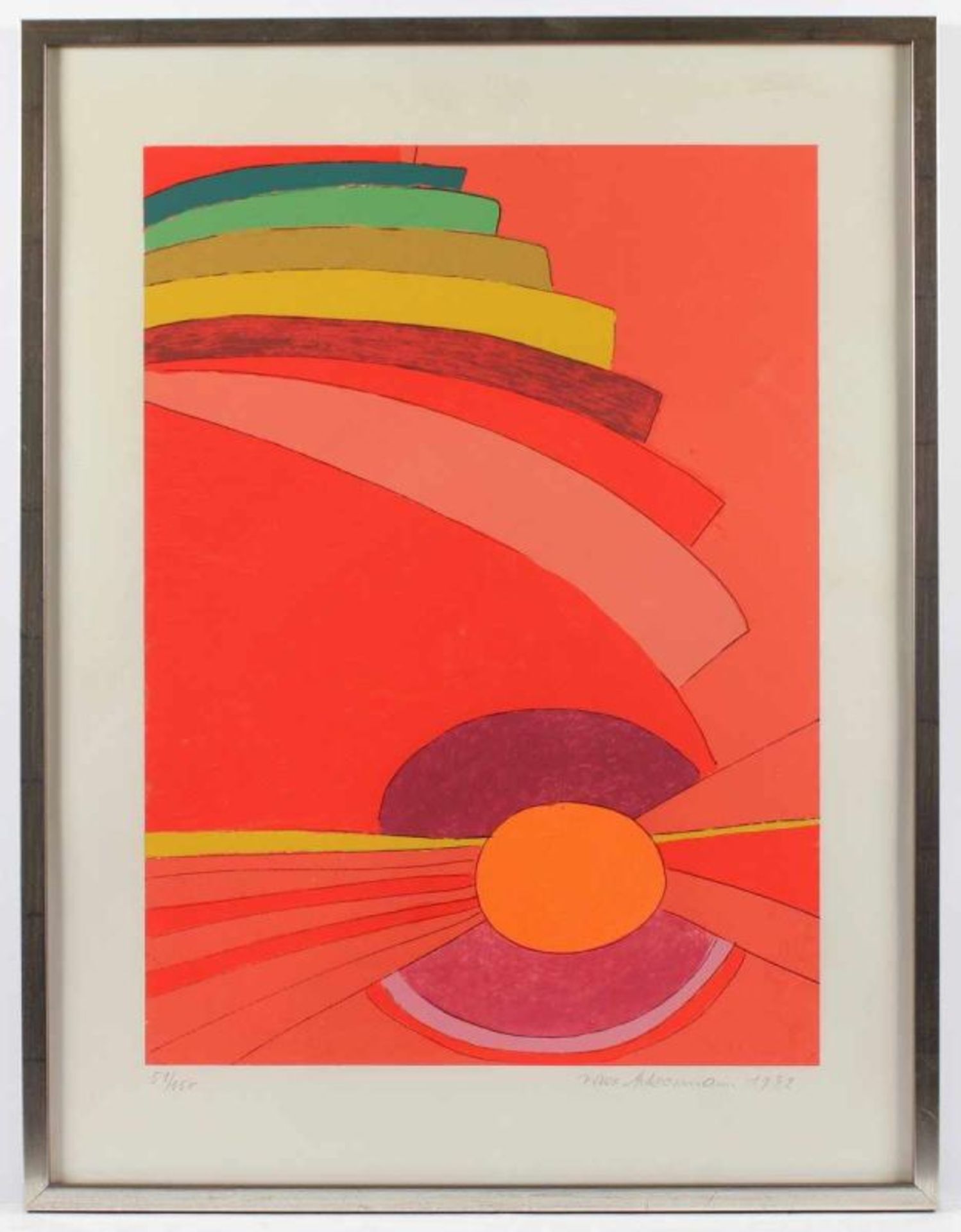 ACKERMANN, Max, "o.T.", Farbserigrafie, 51 x 37,5, nummeriert 52/150, handsigniert und datiert 1972, - Image 2 of 2