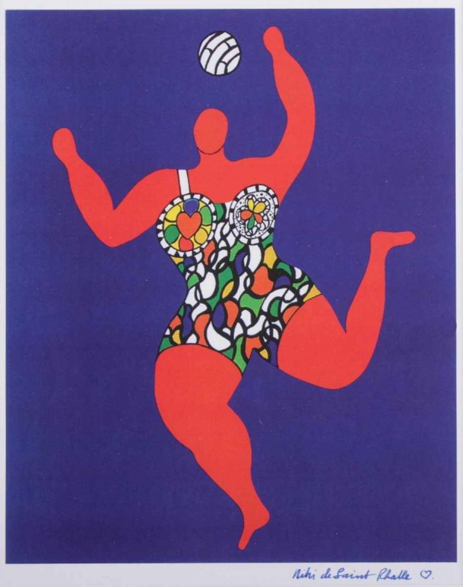 SAINT PHALLE, Niki de, "Ballspielende Nana", Farbmultiple, 29 x 24, 1991, handsigniert, R. 22.00 %