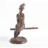 PASCH, Clemens, "Kleine Sitzende auf der Bank", Bronze, braun patiniert, H 16, eines von 350
