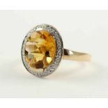 DAMENRING, 585/ooo Roségold, Citrin von ca. 3,86 ct., Brillanten von zusammen ca. 0,05 ct., RG 56,