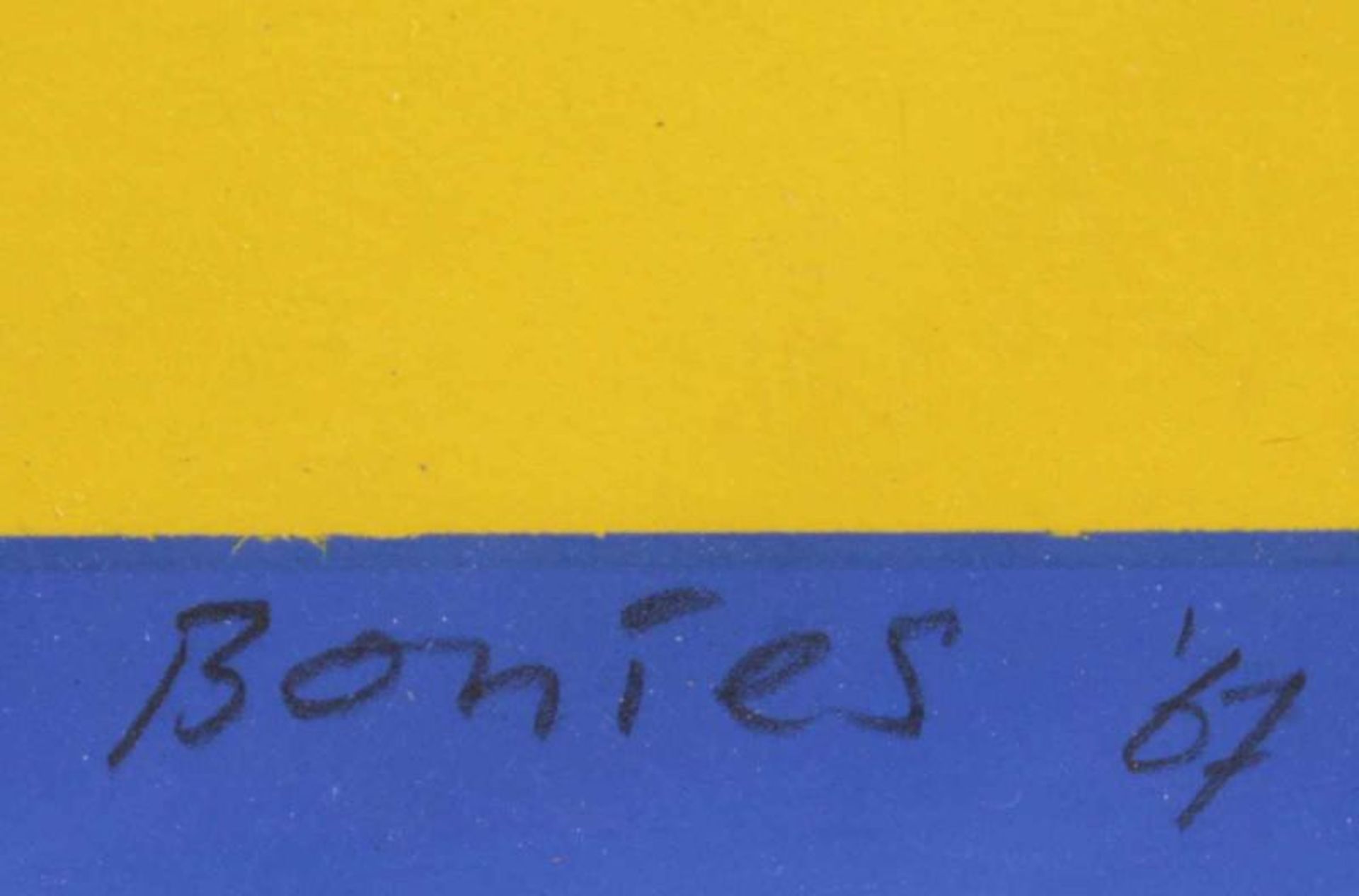 BONIES, Bob, "o.T.", Farbserigrafie, 58 x 68, handsigniert und datiert '67, ungerahmt 22.00 % - Image 3 of 3