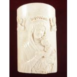 MADONNA MIT KIND, Elfenbeinschnitzerei, 13 x 7 wohl ERBACH, E. 19.Jh. 22.00 % buyer's premium on the