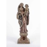 MADONNA MIT KIND, Holzfigur, Fassung berieben, besch., H 42, DEUTSCH, 18./19.Jh. 22.00 % buyer's