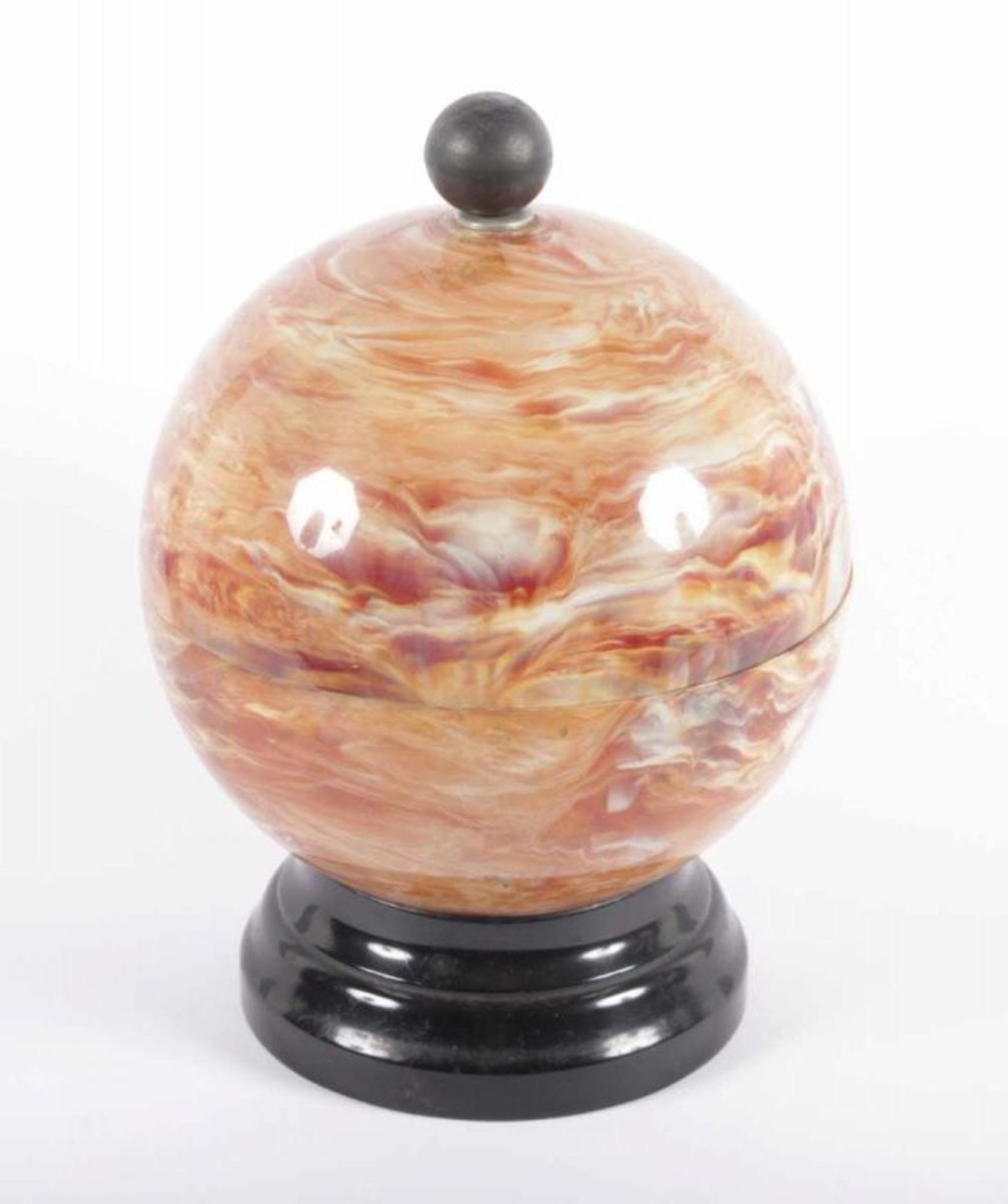 LIKÖRSET, Kunststoff, marmoriert, innen Glasflasche mit Pumpmechanismus und Hahn über drehbarer - Bild 2 aus 2