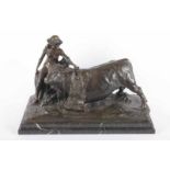 KOWALCZEWSKI, Paul Ludwig (1865-1910), "Europa mit dem Stier", Bronze, patiniert Höhe 29 cm, 48 x
