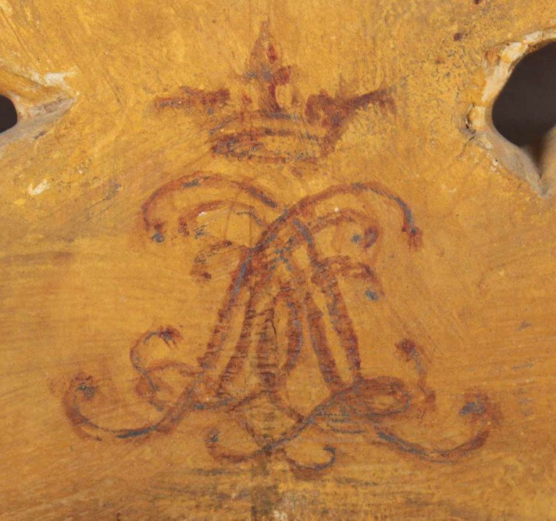 WANDSPIEGEL, Holz, goldstuckiert, rest., Bekrönung mit den päpstlichen Herrschaftsinsignien Tiara - Bild 3 aus 3