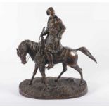 MÊNE, Pierre-Jules, "Orientalischer Reiter", Bronze, H 47, Zügel leicht besch., ein Steigbügel