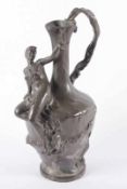 FIGURALE ZIERVASE, Zinn, H 35, ber., sign. A.(lfred) BARYE, um 1900 22.00 % buyer's premium on the