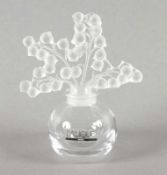 FLAKON, farbloses, partiell satiniertes Glas, Stöpsel mit plastischem Maiglöckchendekor, H 12,
